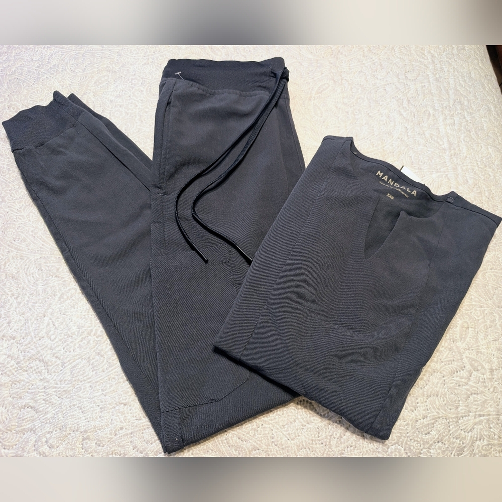 Mandala Women's Black Knit V-Neck Lounge Set — Top & Jogger Pants